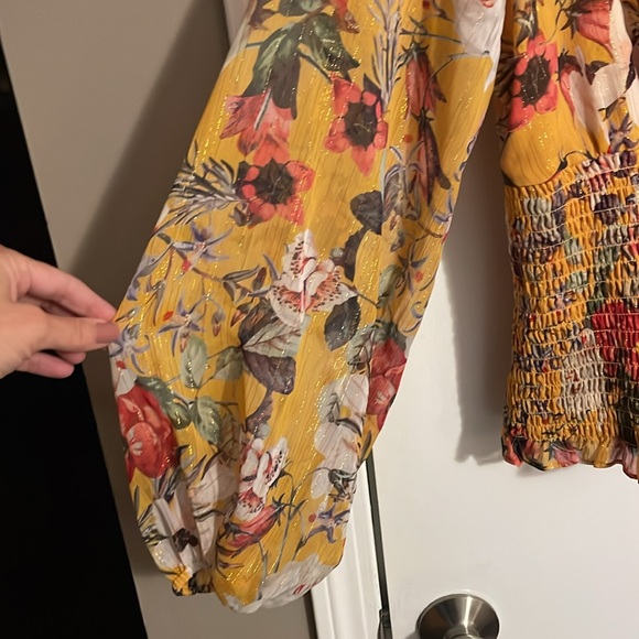 NWT INC International Concepts Metallic Thread Smocked Waist Top - Picture 5 of 8